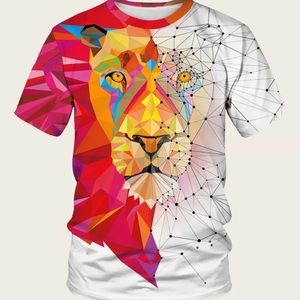 Men 3D animal geometric print tee